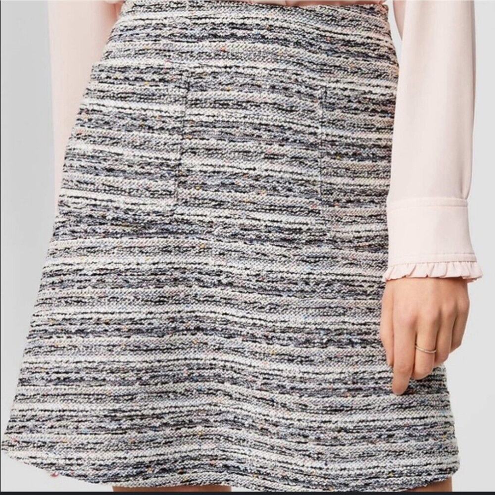 LOFT Boucle Tweed Multicolor Career Swing A Line Pull On Skirt Women’s Medium